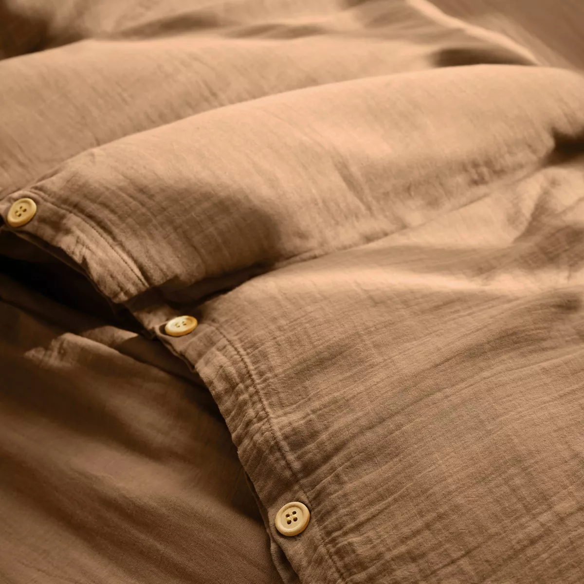 Bettbezug aus Baumwoll-Gaze (240 cm) Gaïa Camel 2