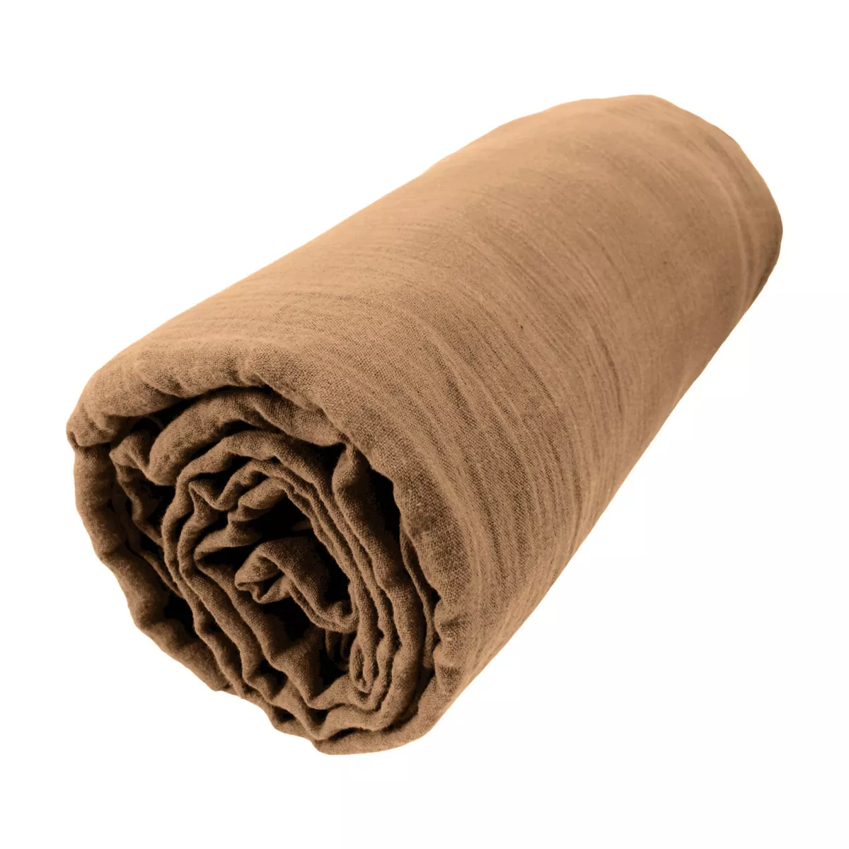 Drap housse gaze de coton (180 cm) Gaïa Camel 3