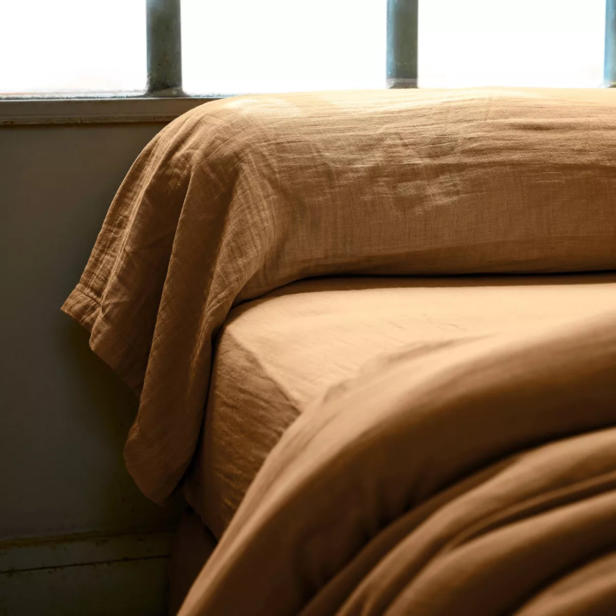 Federa cuscino a rullo garza di cotone (L185 cm) Gaïa Camel 1