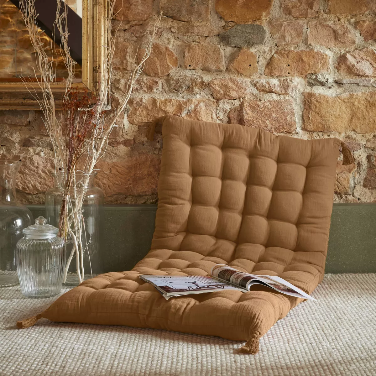 Matelas de sol gaze de coton (60 x 120 cm) Gaïa Camel