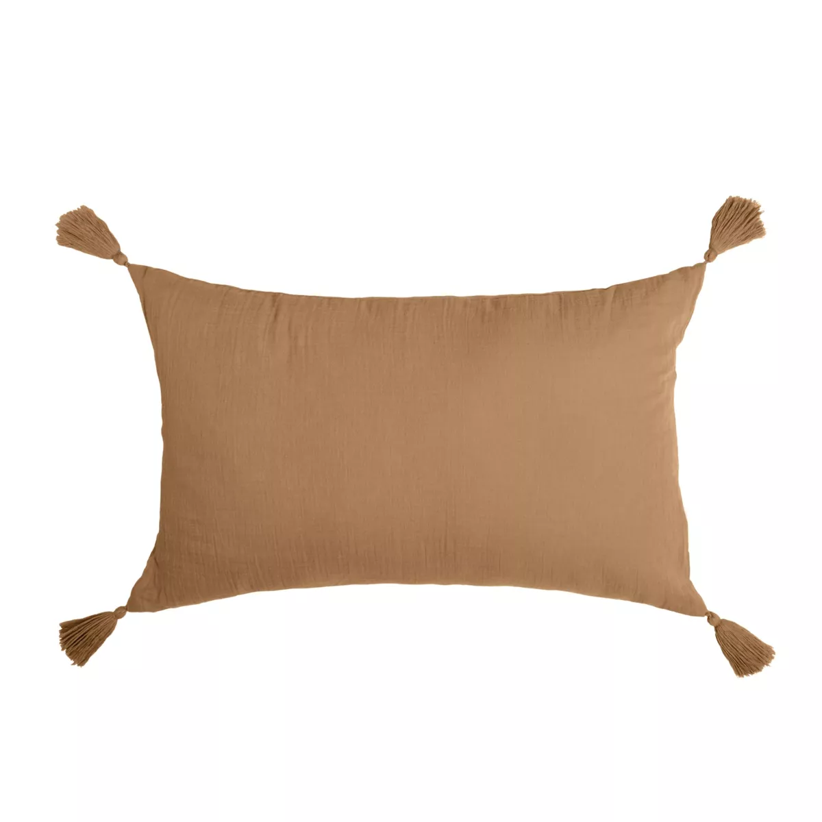Coussin rectangulaire gaze de coton (40 x 60 cm) Gaïa Camel