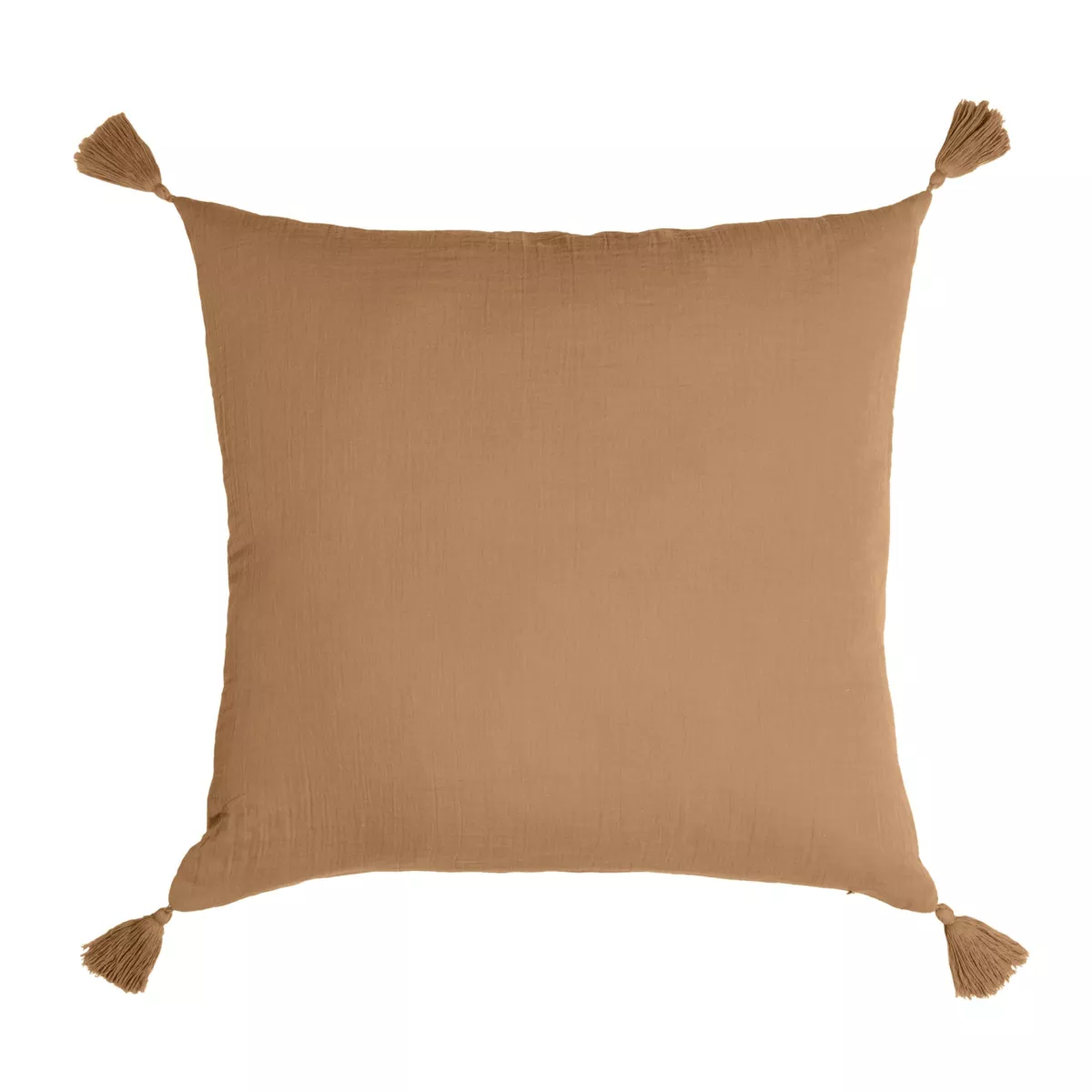 Quadratisches Kissen Baumwoll-Gaze (60 x 60 cm) Gaïa Camel