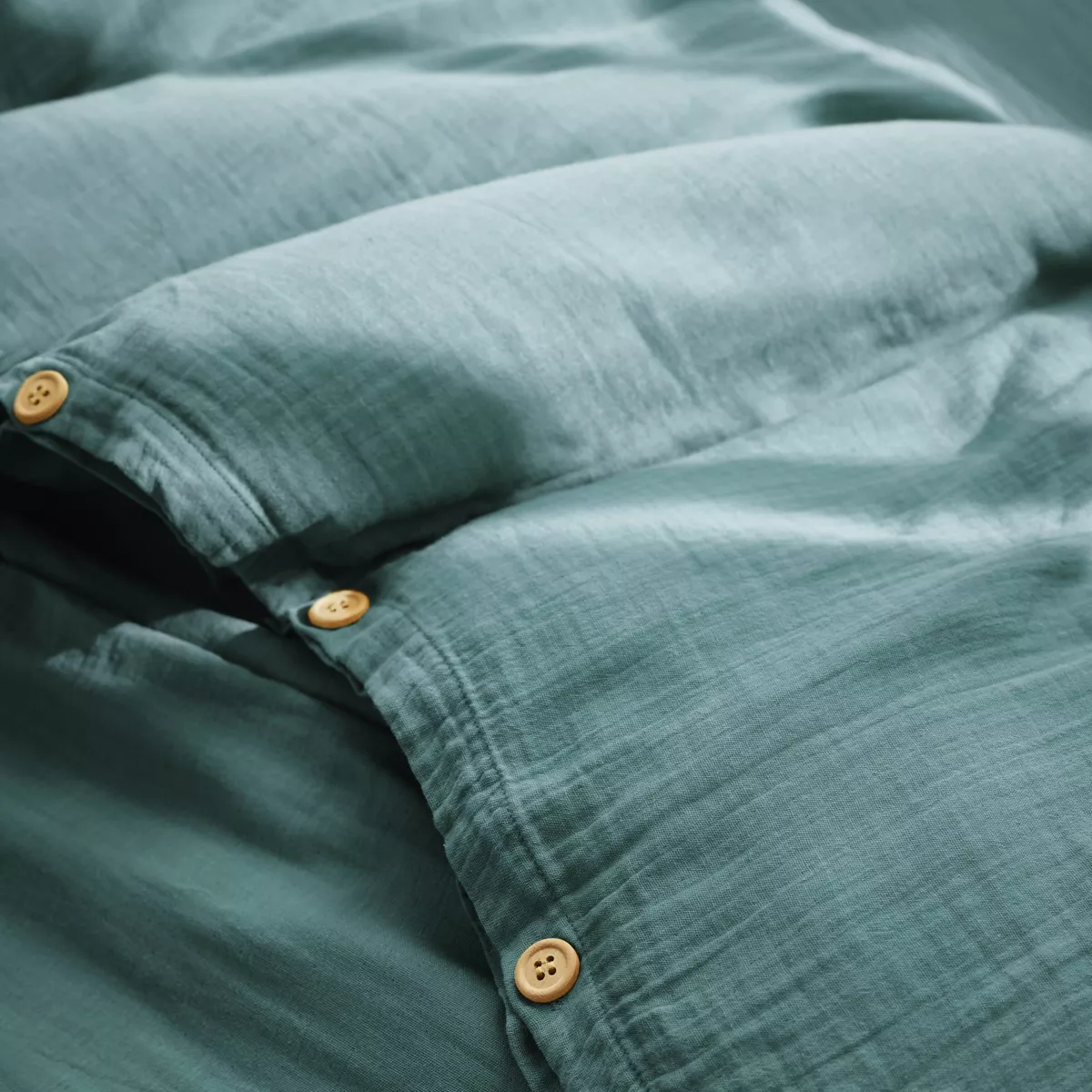 Bettbezug aus Baumwoll-Gaze (140 cm) Gaïa Petrolblau 2