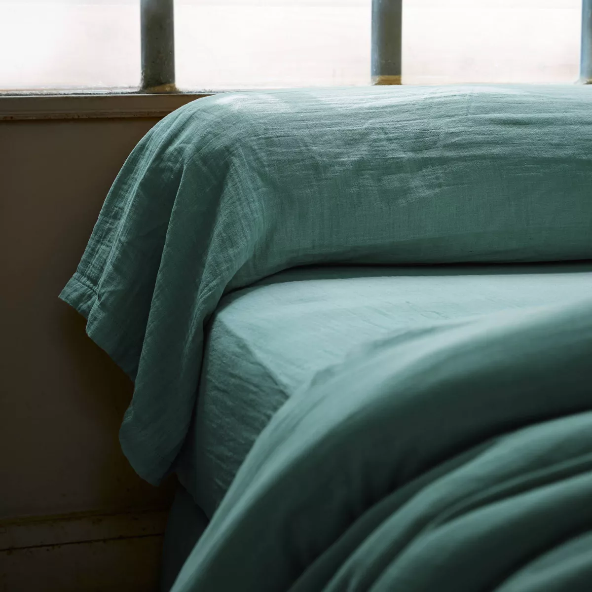 Federa cuscino a rullo garza di cotone (L185 cm) Gaïa Blu anatra 1