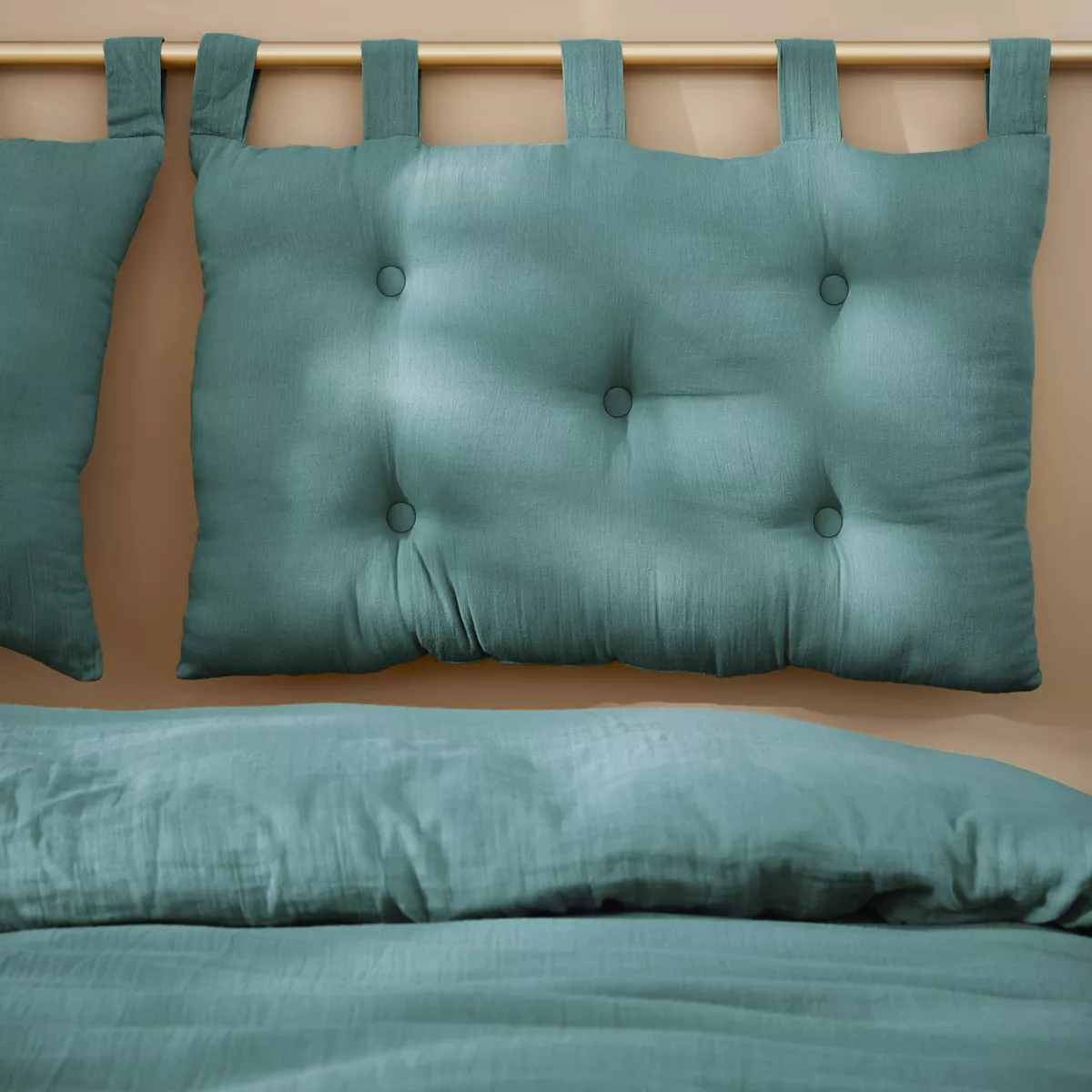 Tête de lit gaze de coton (80 cm) Gaïa Bleu canard 1