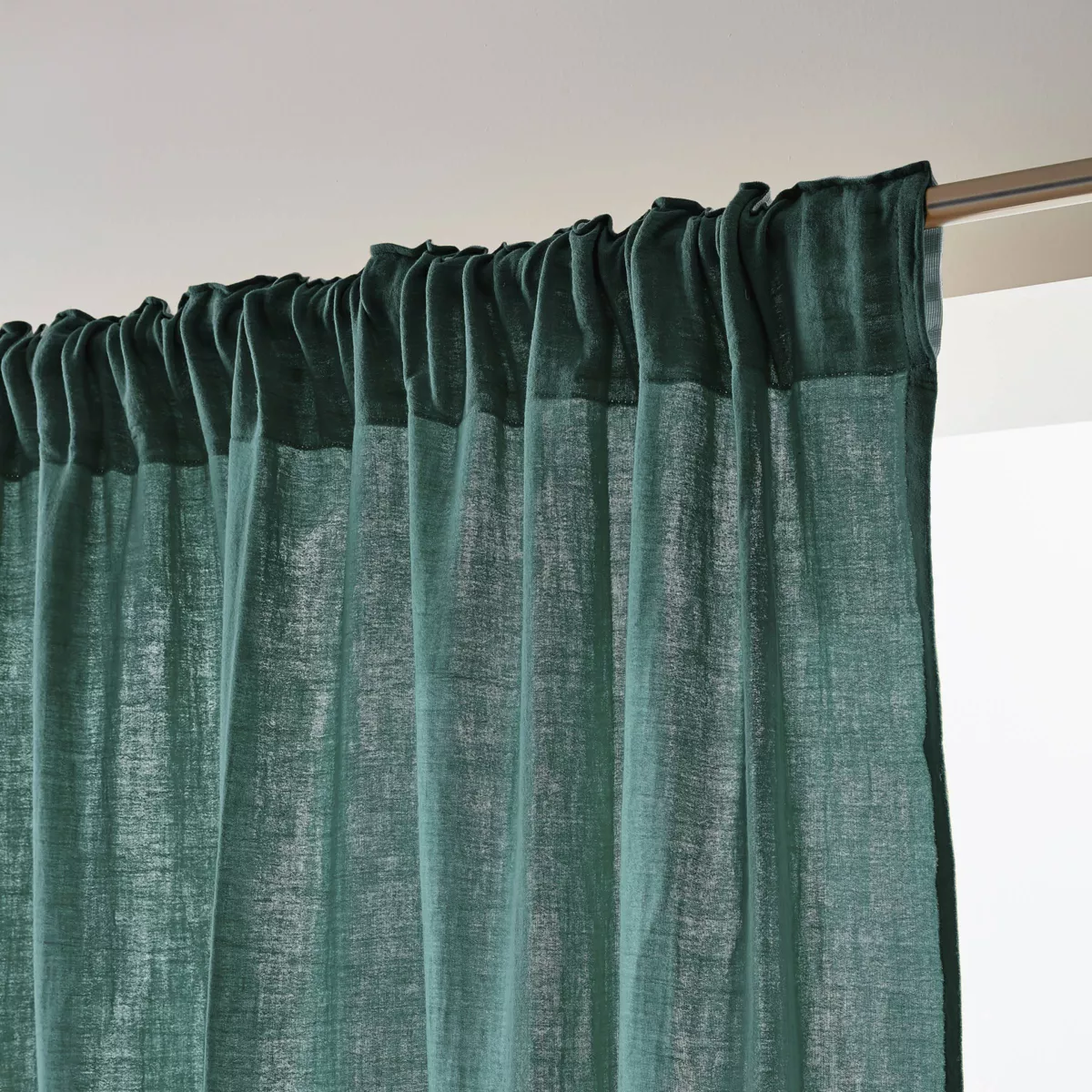 Tenda in  garza di cotone a passanti nascosti (140 x 240 cm) Gaïa Blu anatra