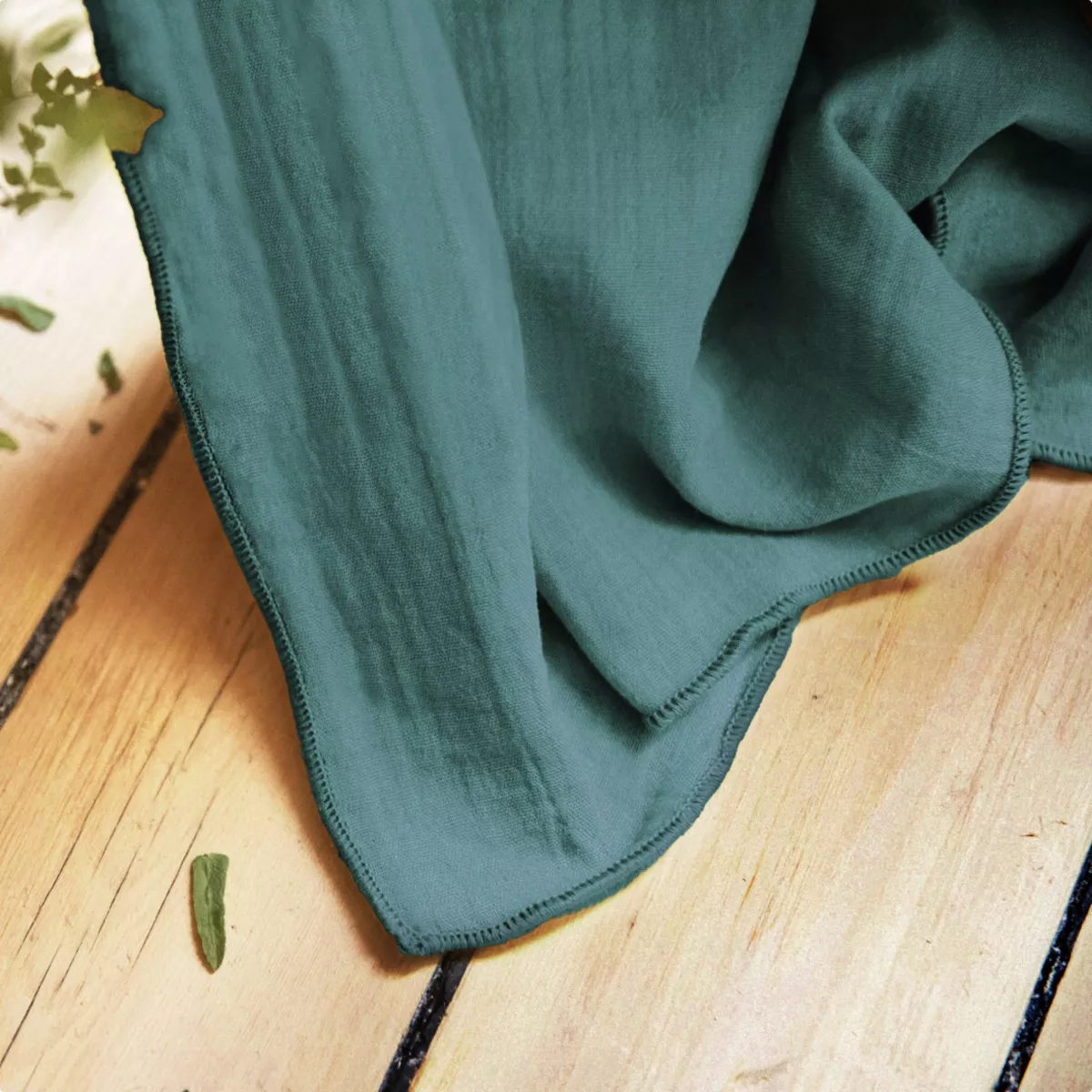 Cortina en gasa de algodón ajustable (140 x max 300 cm) Gaïa Azul trullo