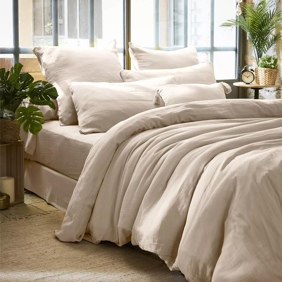 Copripiumino garza di cotone (260 cm) Gaïa Beige pampa 1