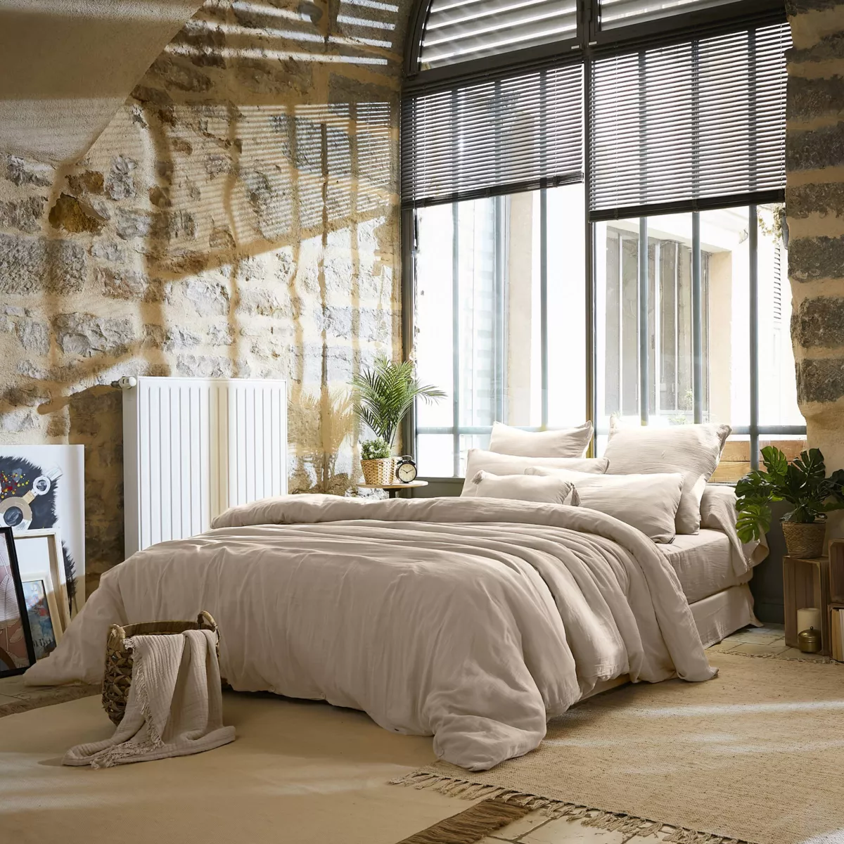 Housse de couette gaze de coton (240 cm) Gaïa Beige pampa