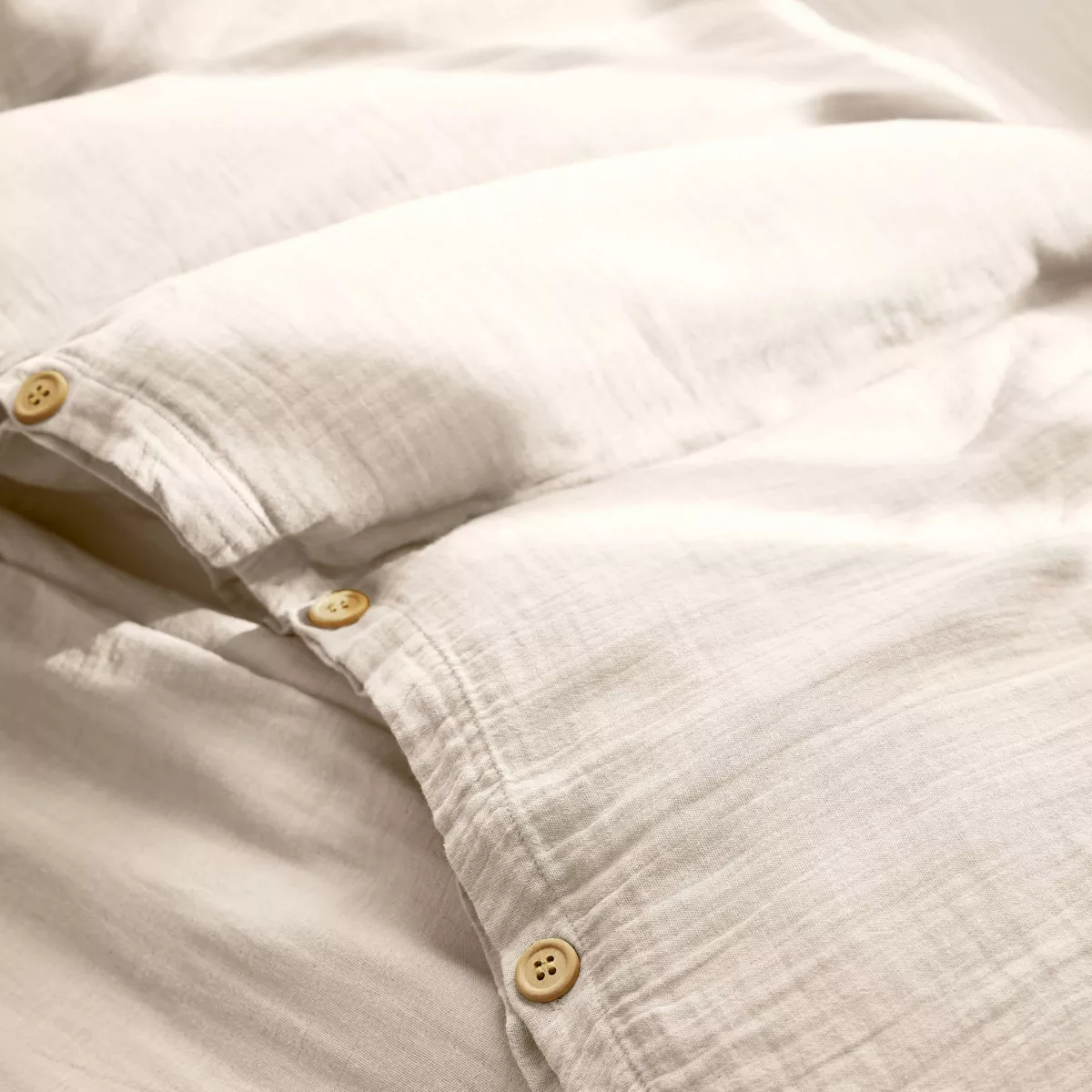 Bettbezug aus Baumwoll-Gaze (140 cm) Gaïa Beige 2