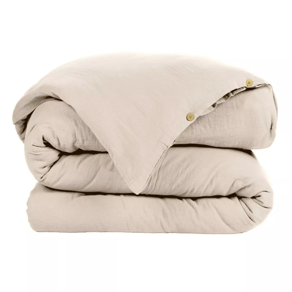 Bettbezug aus Baumwoll-Gaze (140 cm) Gaïa Beige