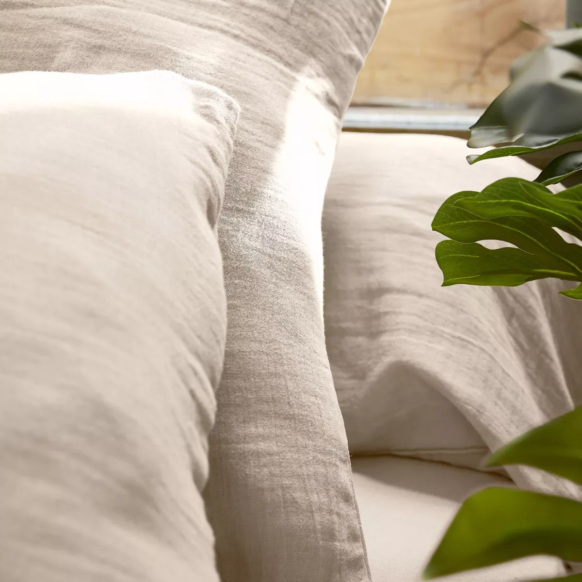 Musselin-Spannbettlaken (160 x 200 cm) Gaïa Beige