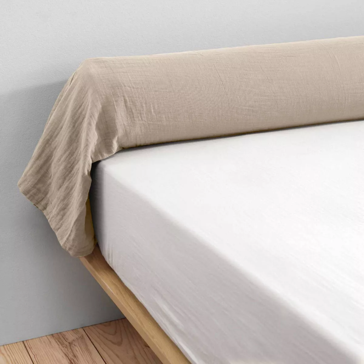 Taie de traversin gaze de coton (L185 cm) Gaïa Beige pampa 3