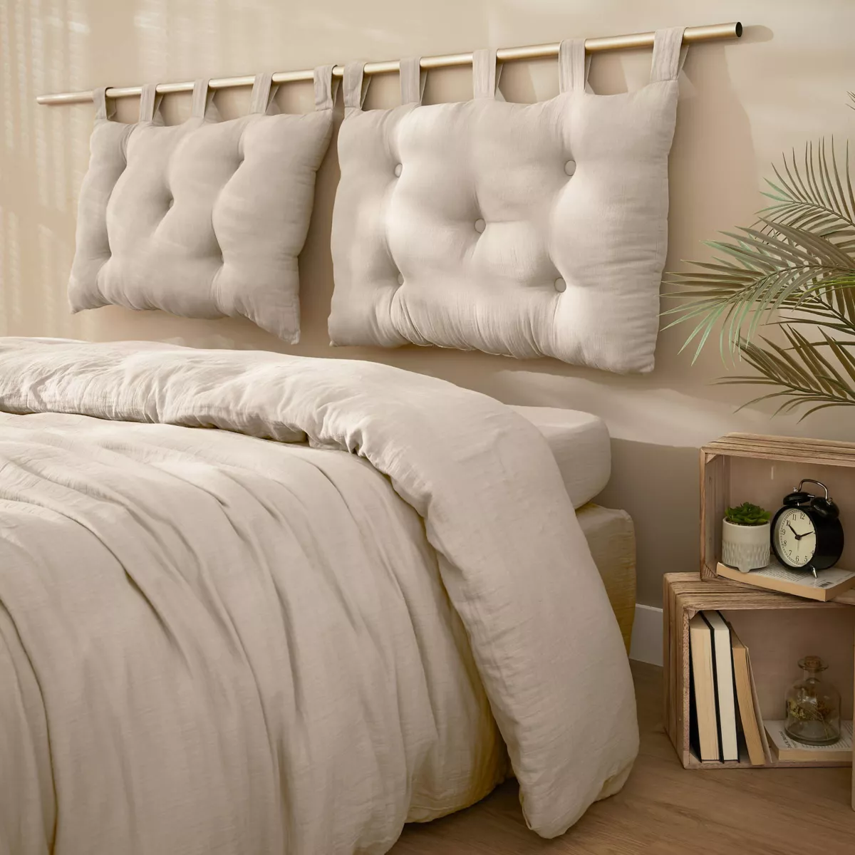 Testiera letto garza di cotone (80 x 50 cm) Gaïa Beige pampa