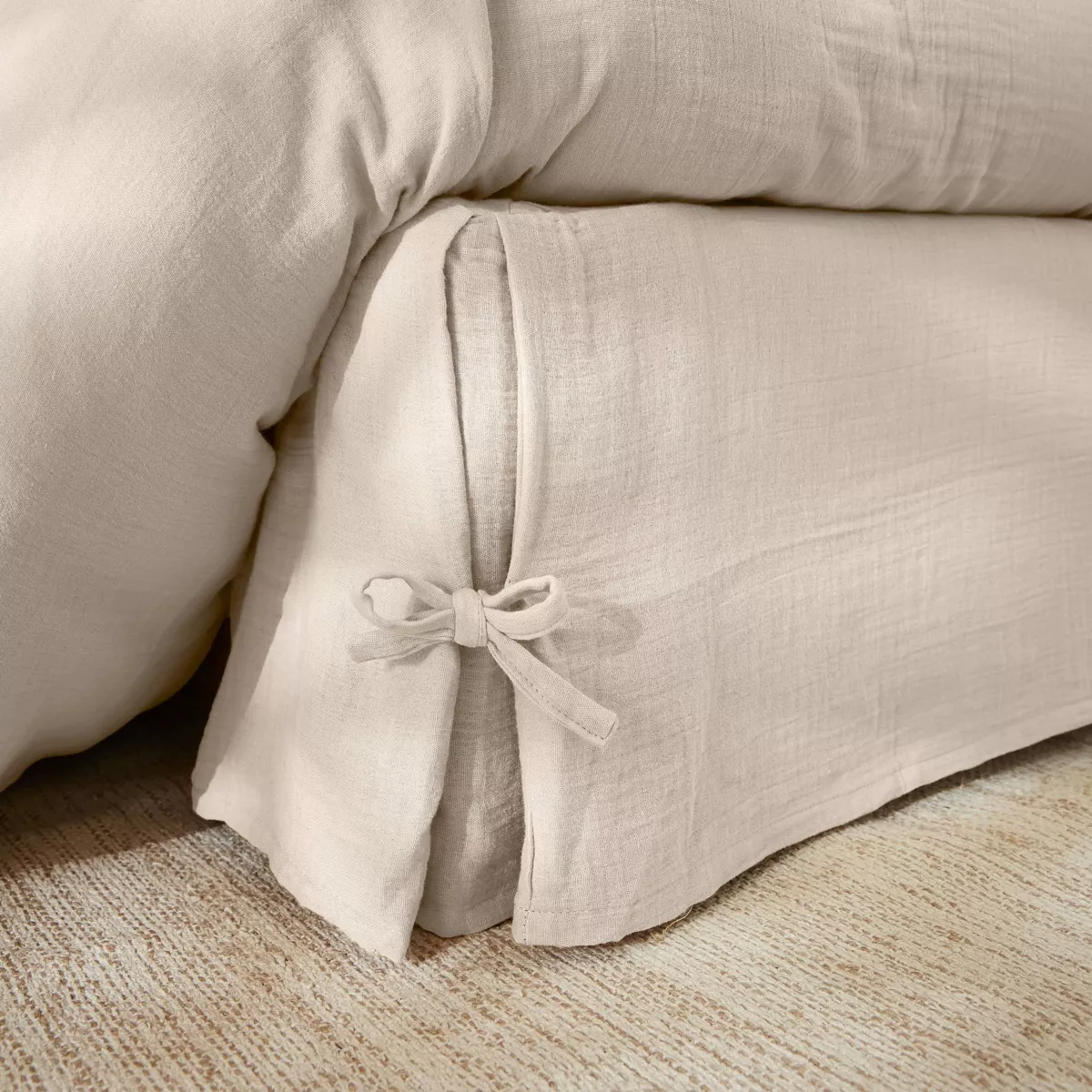 Cache-sommier en gasa de algodón (180 x 200 cm) Gaïa Beige pampa 1