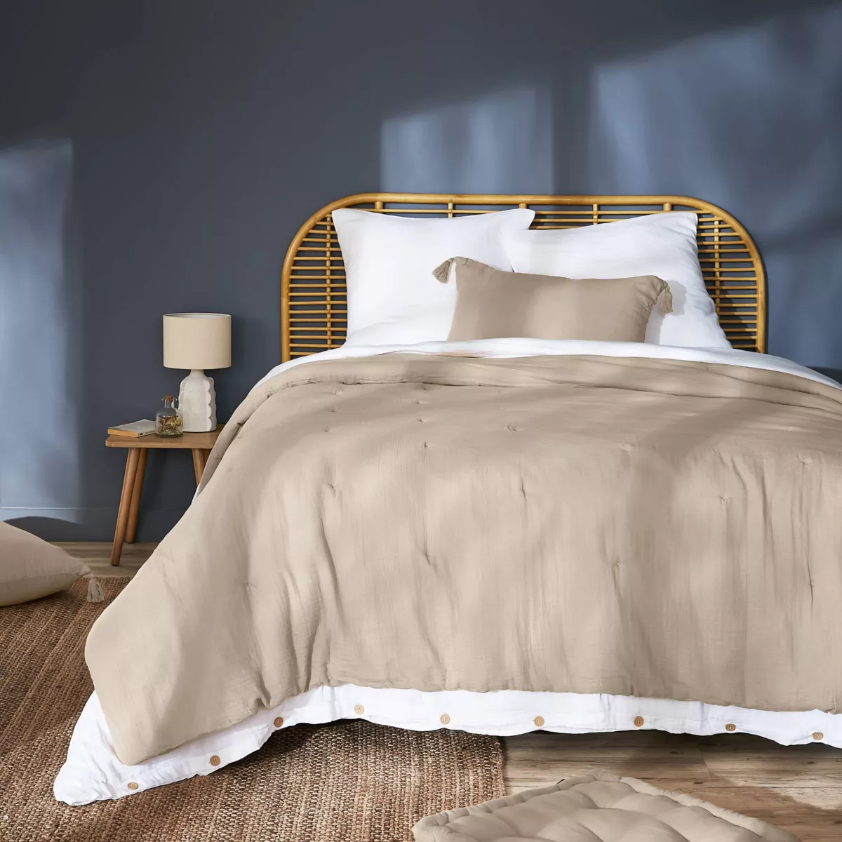 EM -  couvre lit  240 x 220 cm Gaze de coton unie GAìA Pampa