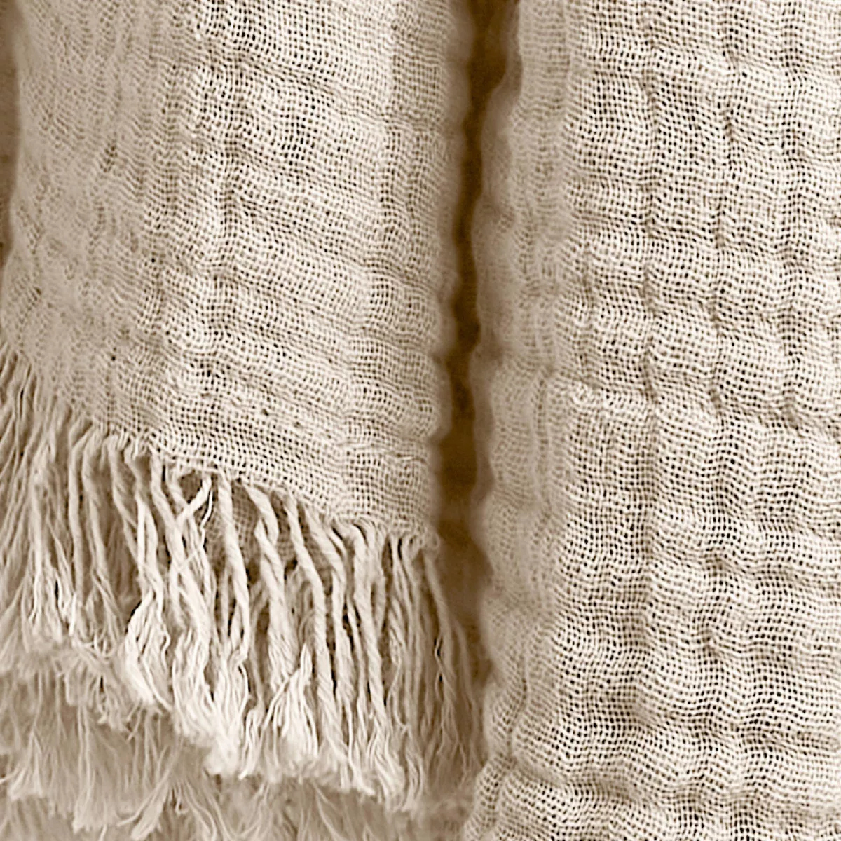 Plaid katoengaas (220 cm) Gaïa Beige 2