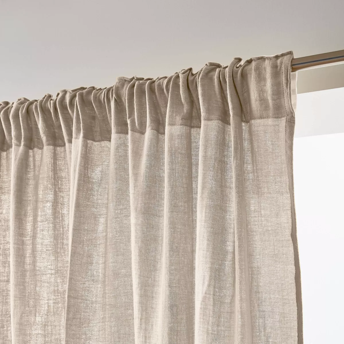 Tenda in  garza di cotone a passanti nascosti (140 x 240 cm) Gaïa Beige pampa
