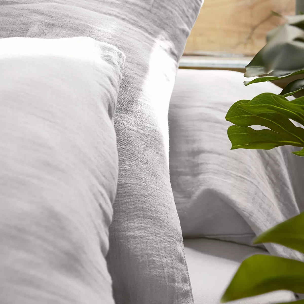 Drap housse gaze de coton (90 x 200 cm) Gaïa Gris nuage