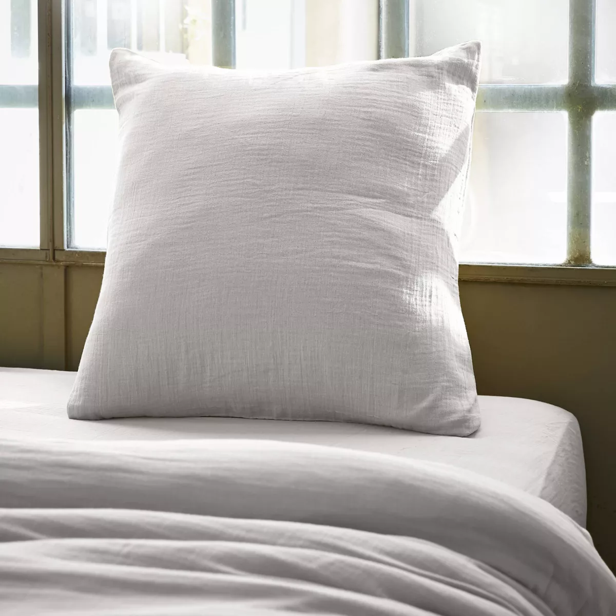 Kussensloop vierkant katoengaas (60 cm) Gaïa Wolkengrijs 1