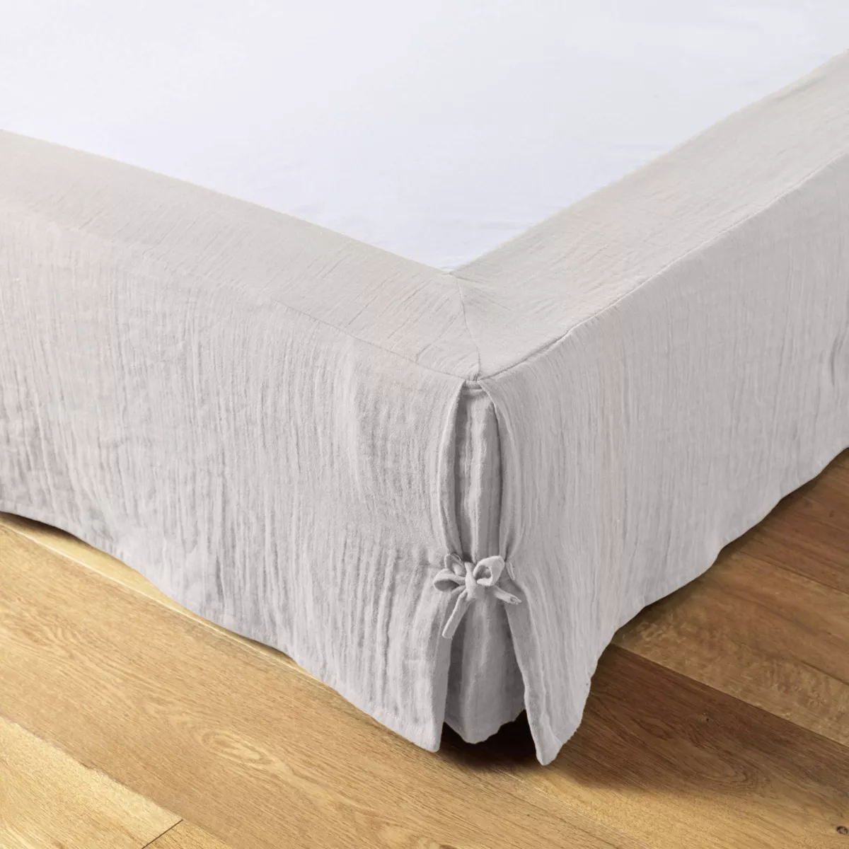 Cache-sommier Gaze de coton (180 x 200 cm) Gaïa Gris nuage 4