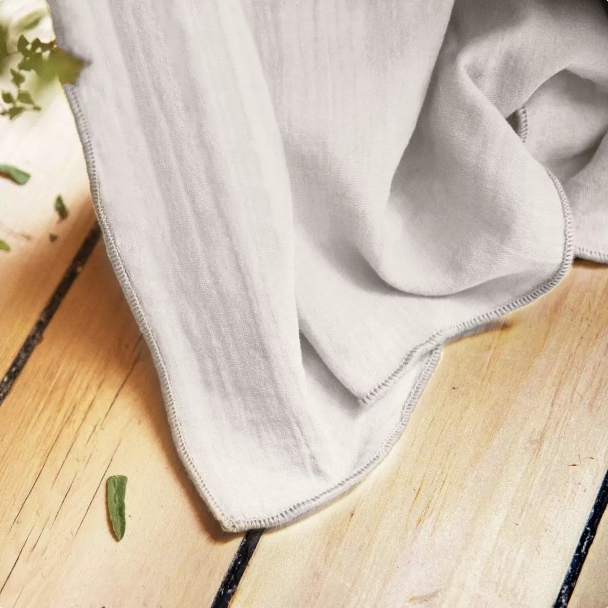 Rideau gaze de coton ajustable (180 x max 300 cm) Gaïa Gris nuage