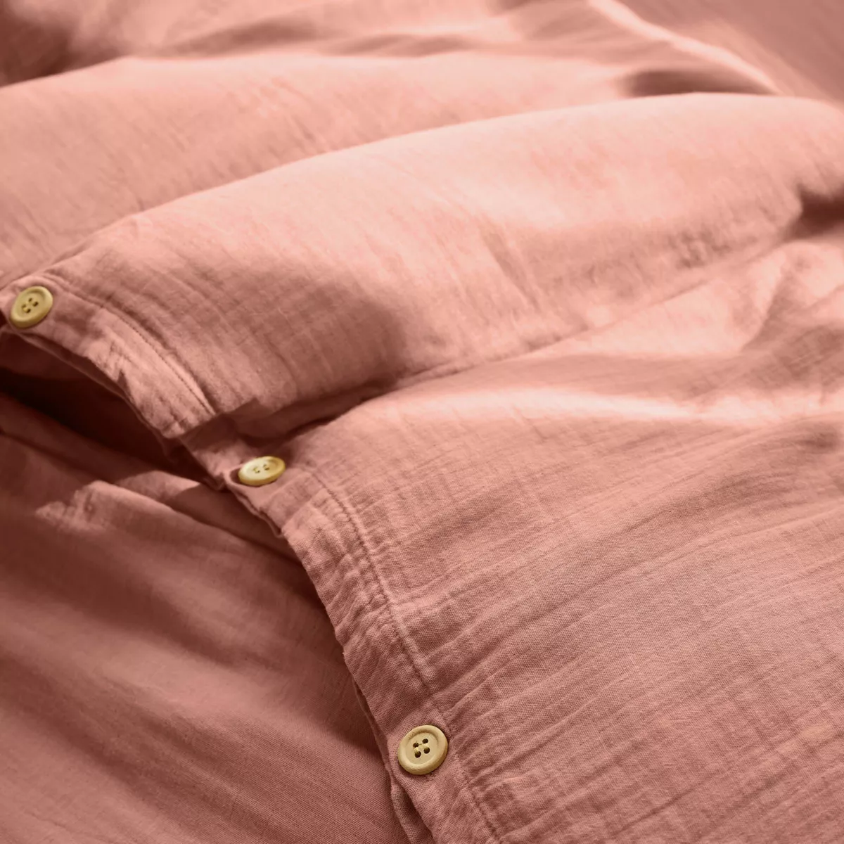Housse de couette gaze de coton (140 cm) Gaïa Rose pêche 2