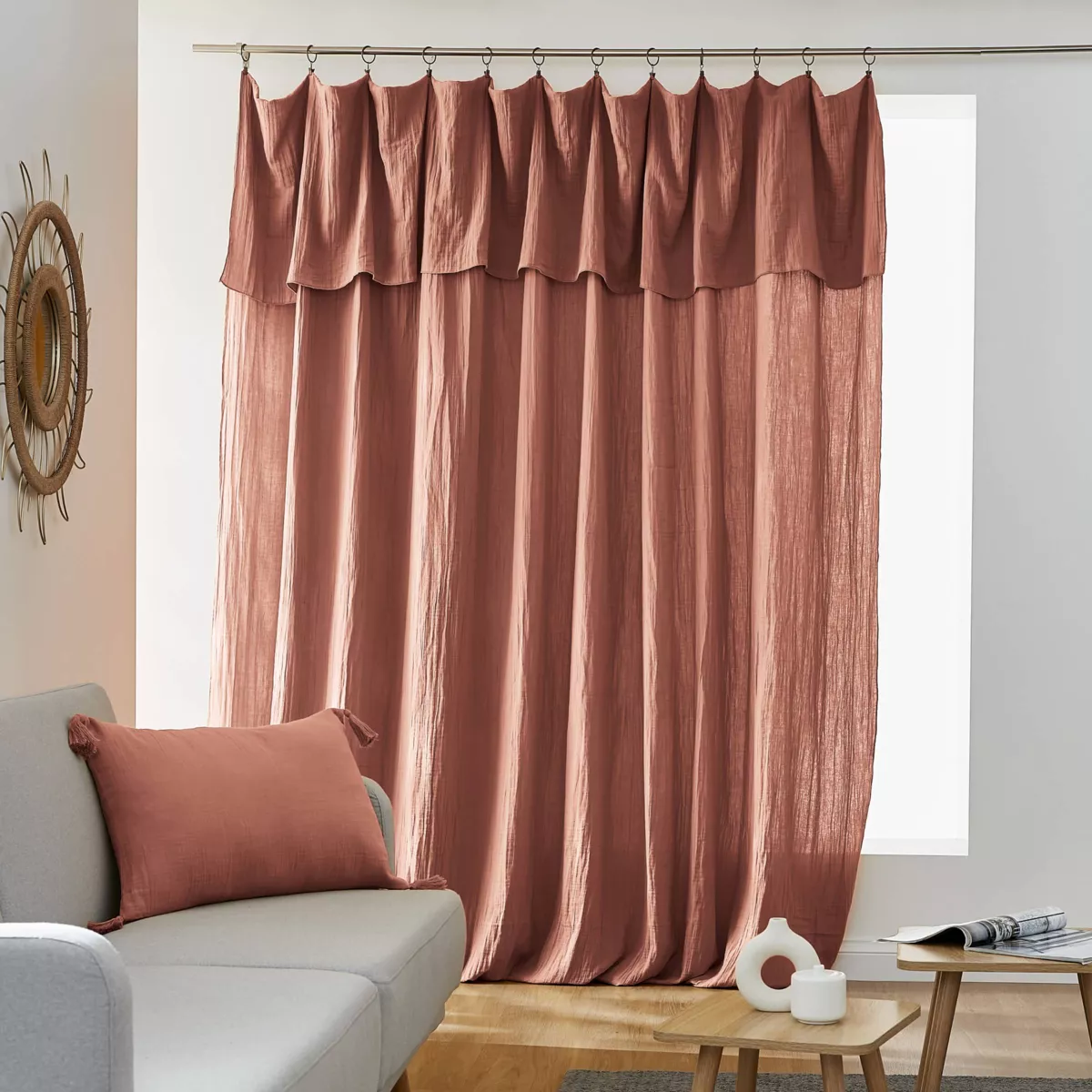 Tenda garza di cotone regolabile (280 x max 300 cm) Gaïa Rosa pesca