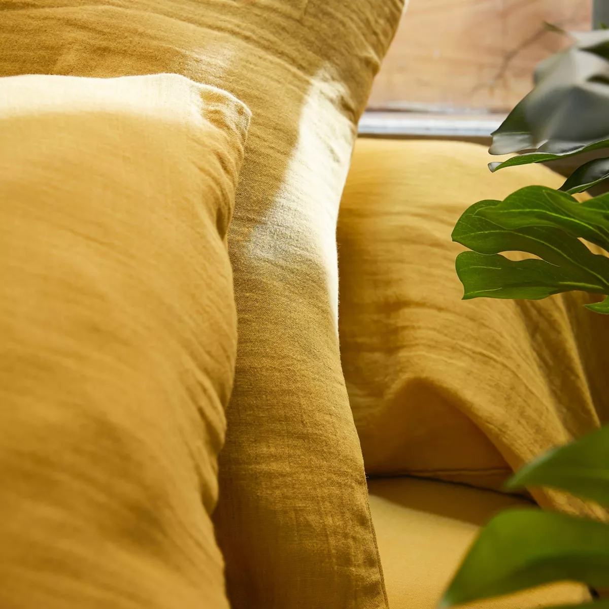 Housse de couette gaze de coton (260 cm) Gaïa Jaune safran 3