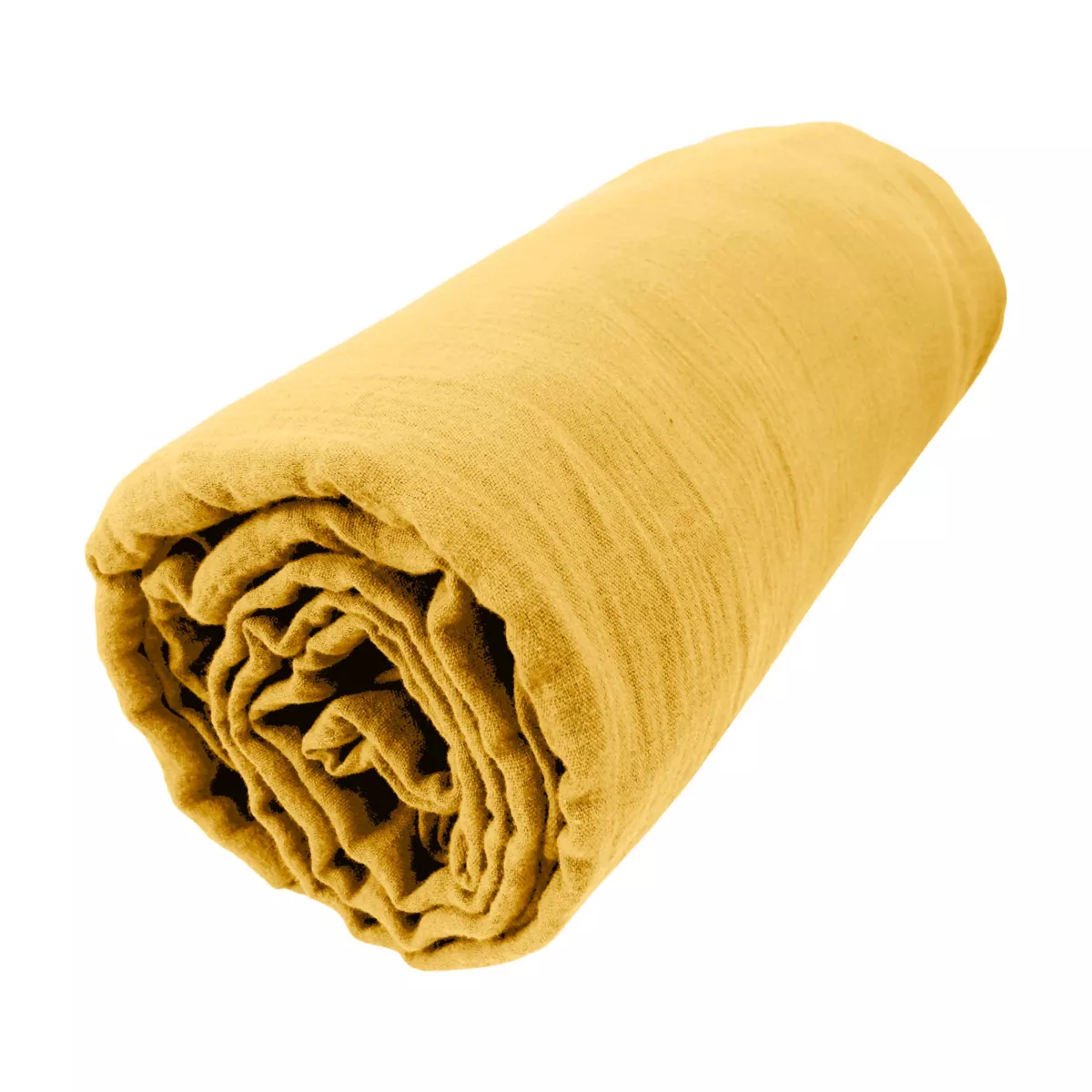 Drap housse gaze de coton (90 cm) Gaïa Jaune safran 3
