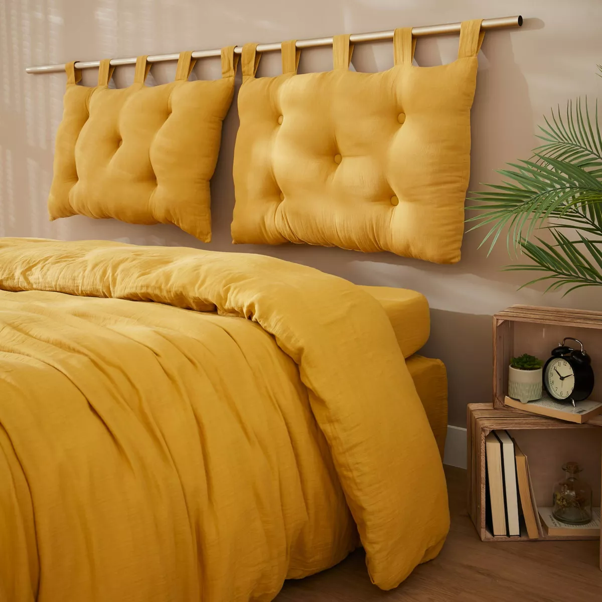 Testata letto garza di cotone (80 cm) Gaïa Giallo zafferano