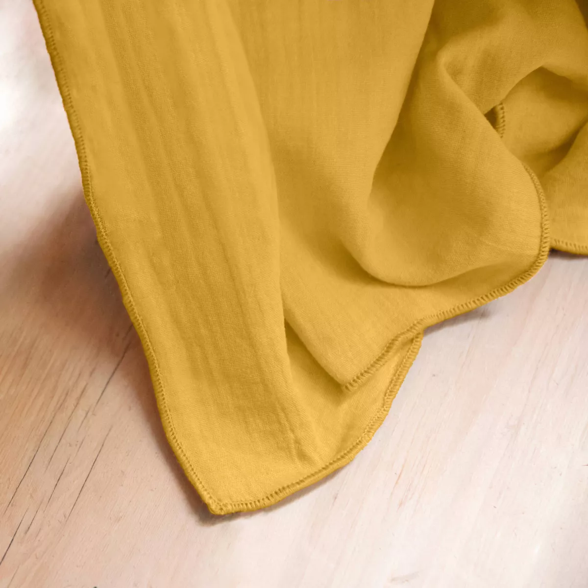 Mantel rectangular en gasa de algodón (L250 cm) Gaïa Amarillo azafrán