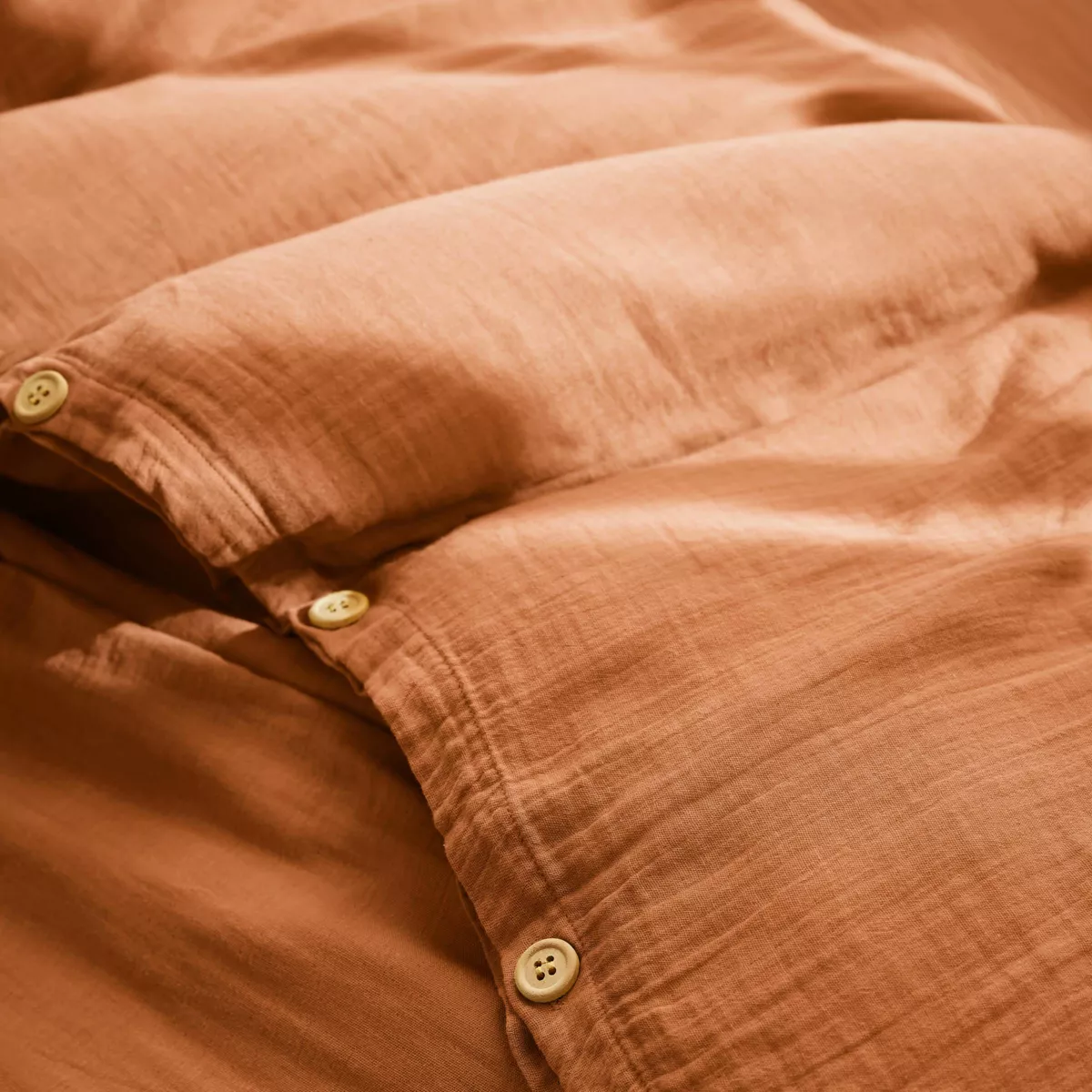 Funda nórdica de gasa de algodón (260 x 240 cm) Gaïa Albaricoque