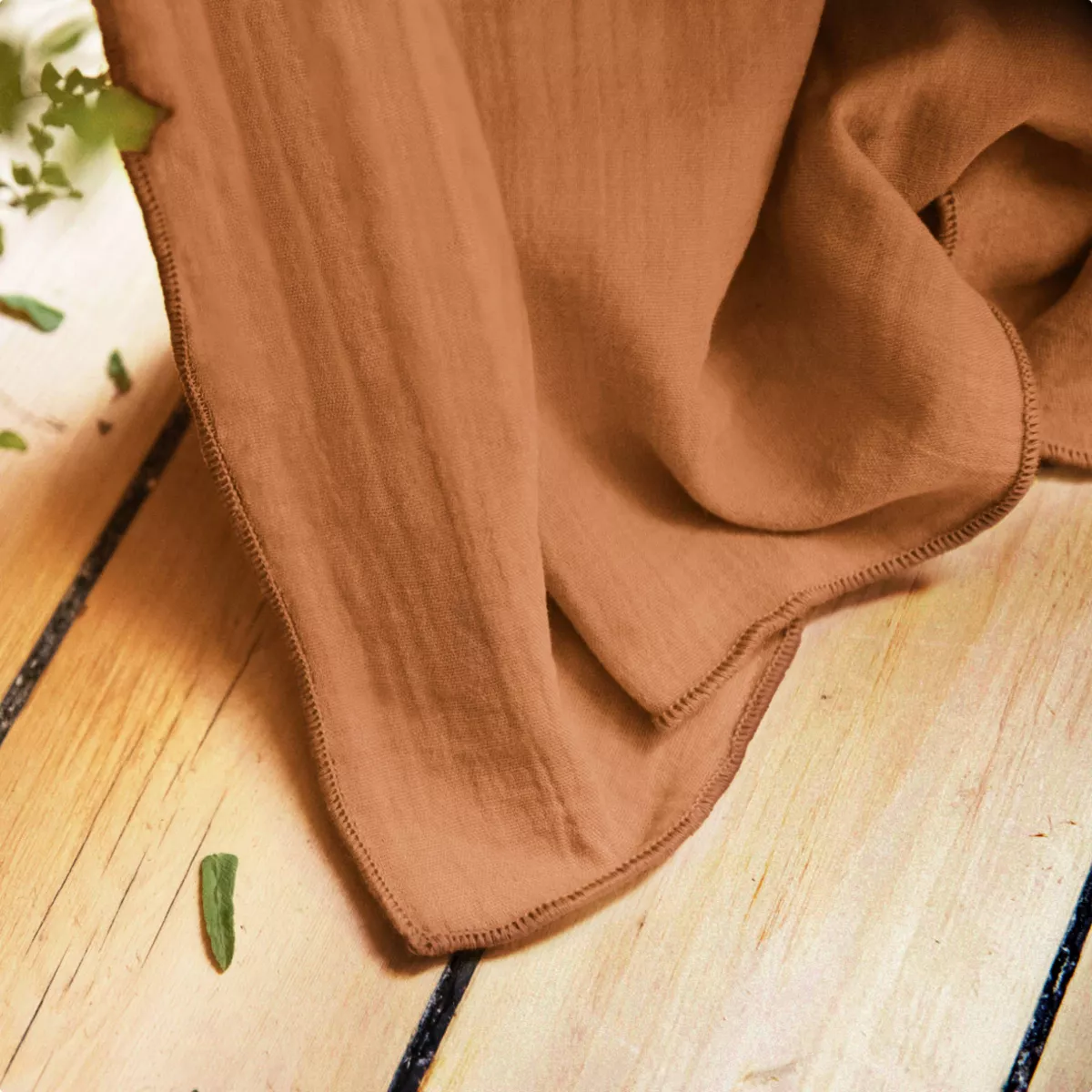 Nappe rectangulaire gaze de coton (150 x 350 cm) Gaïa Abricot