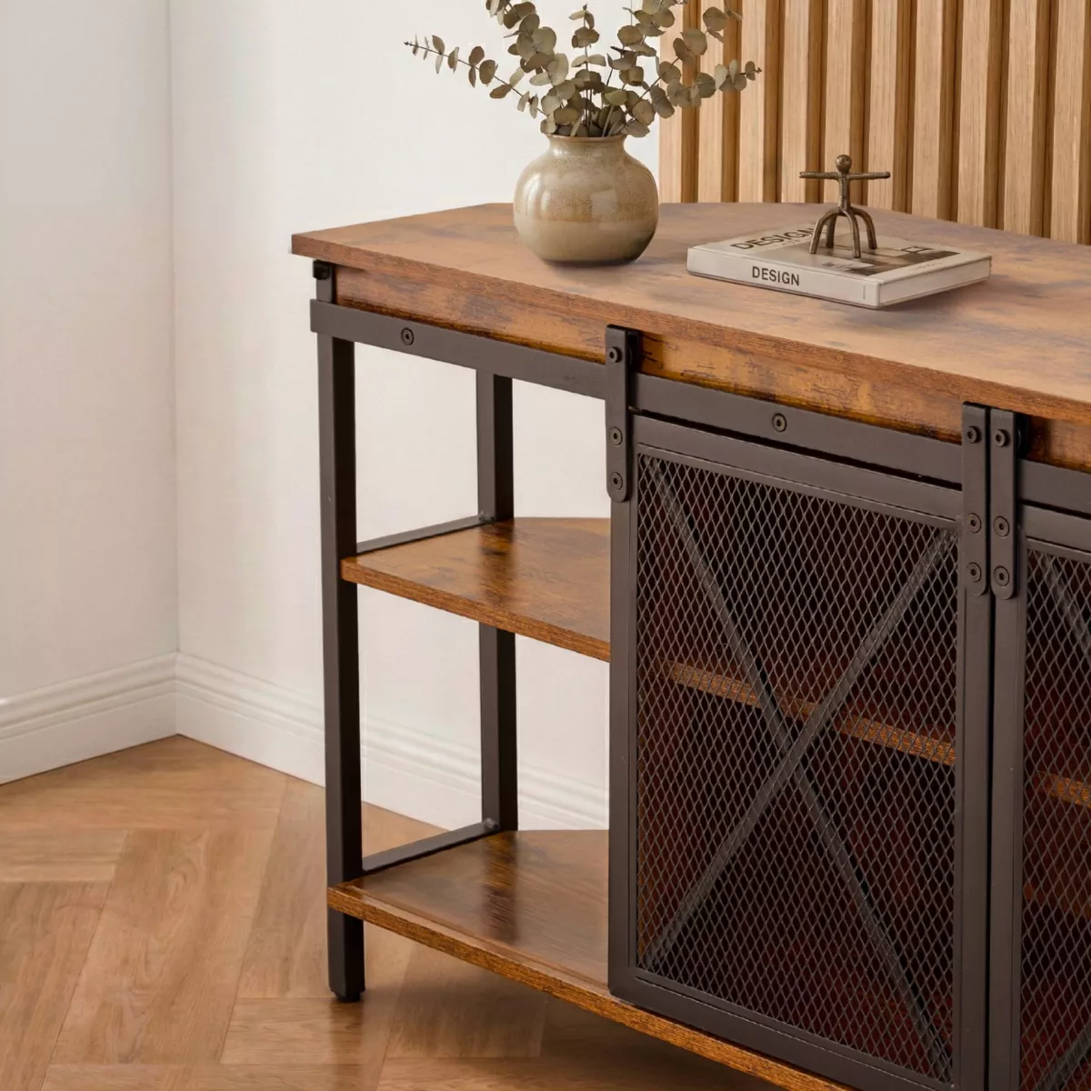 Meuble TV d'angle bois et métal (140 cm) Basko Noir