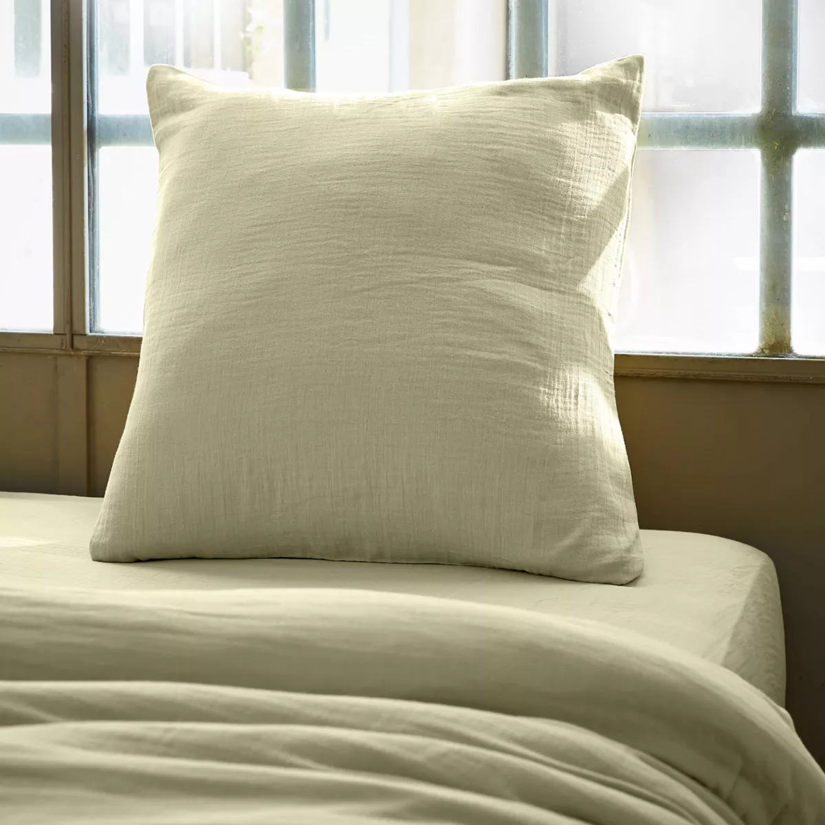 Kussensloop vierkant Katoengaas (80 x 80 cm) Gaïa Lindegroen