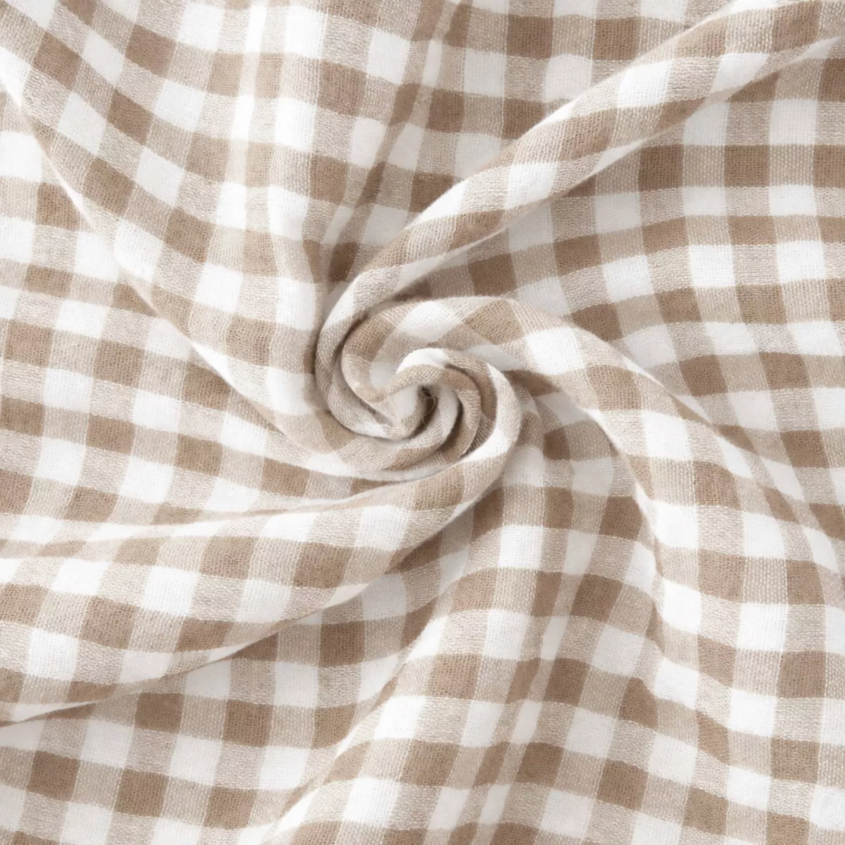 EM - Bout de lit 90 x 200 cm Gaze de coton tissŽe teinte GAìA VICHY Ficelle