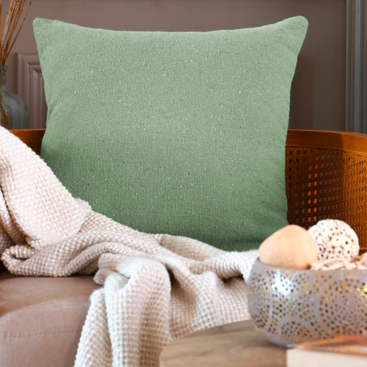 Coussin carré (45 x 45 cm) Monaco Vert sauge