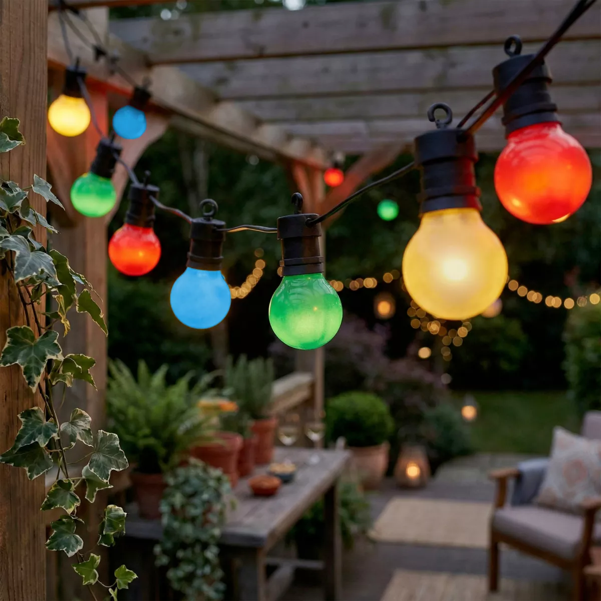 Ghirlanda luminosa collegabile giardino 9,5 m 20 LED Guinguette Garden Multicolore