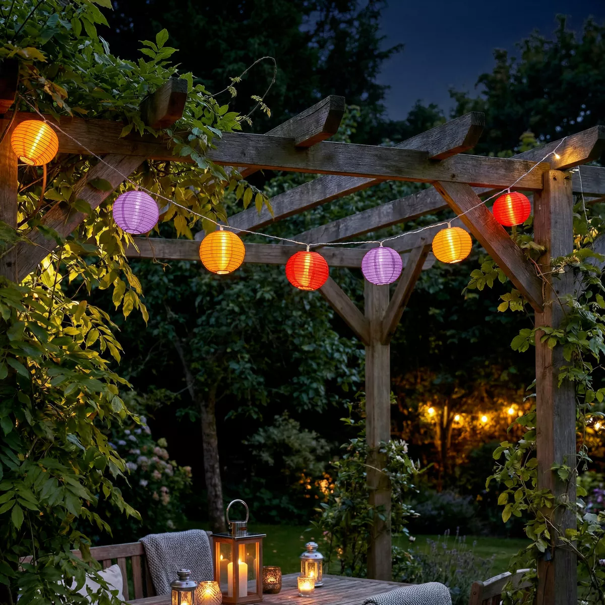 Luminaria da esterno a batteria con 10 LED (2,7 m) Lanterne cinesi Multicolore