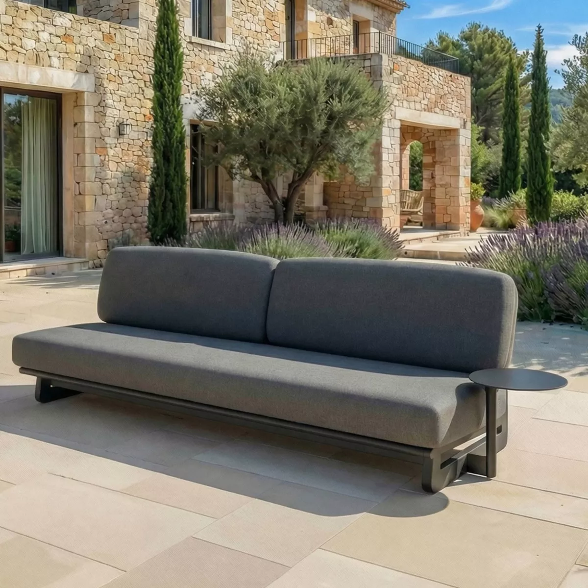 Divano da giardino in alluminio 3 posti Long Beach Grigio antracite