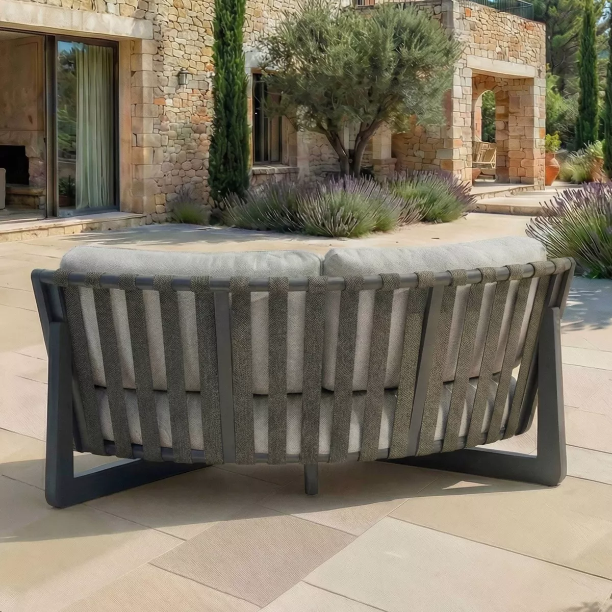 Poltrona d'angolo da giardino in alluminio Long Beach Grigio antracite e tortora