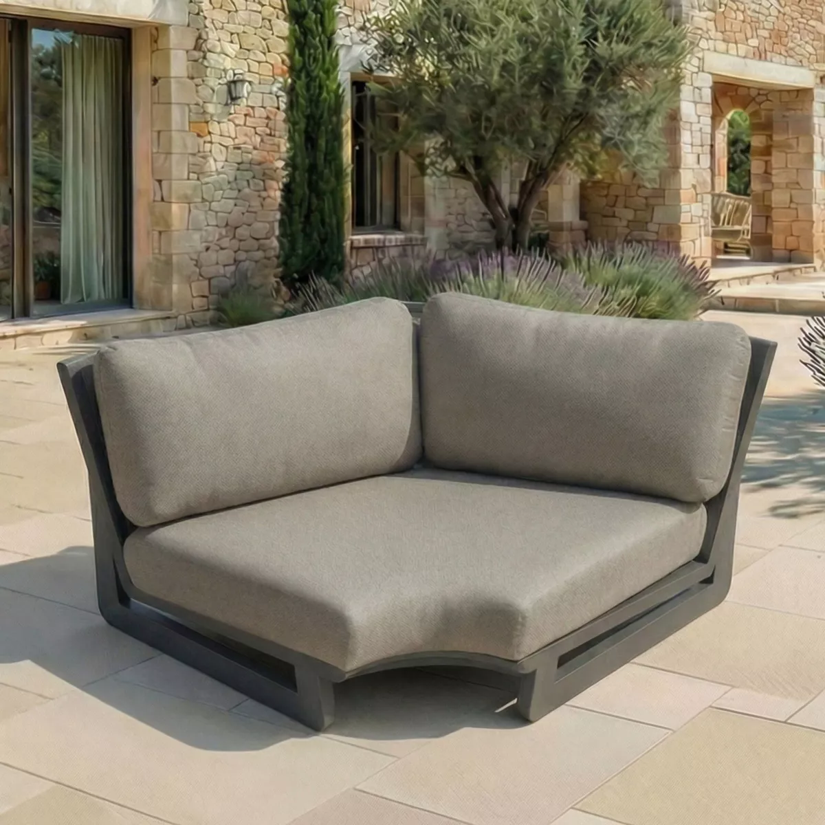 Poltrona d'angolo da giardino in alluminio Long Beach Grigio antracite e tortora