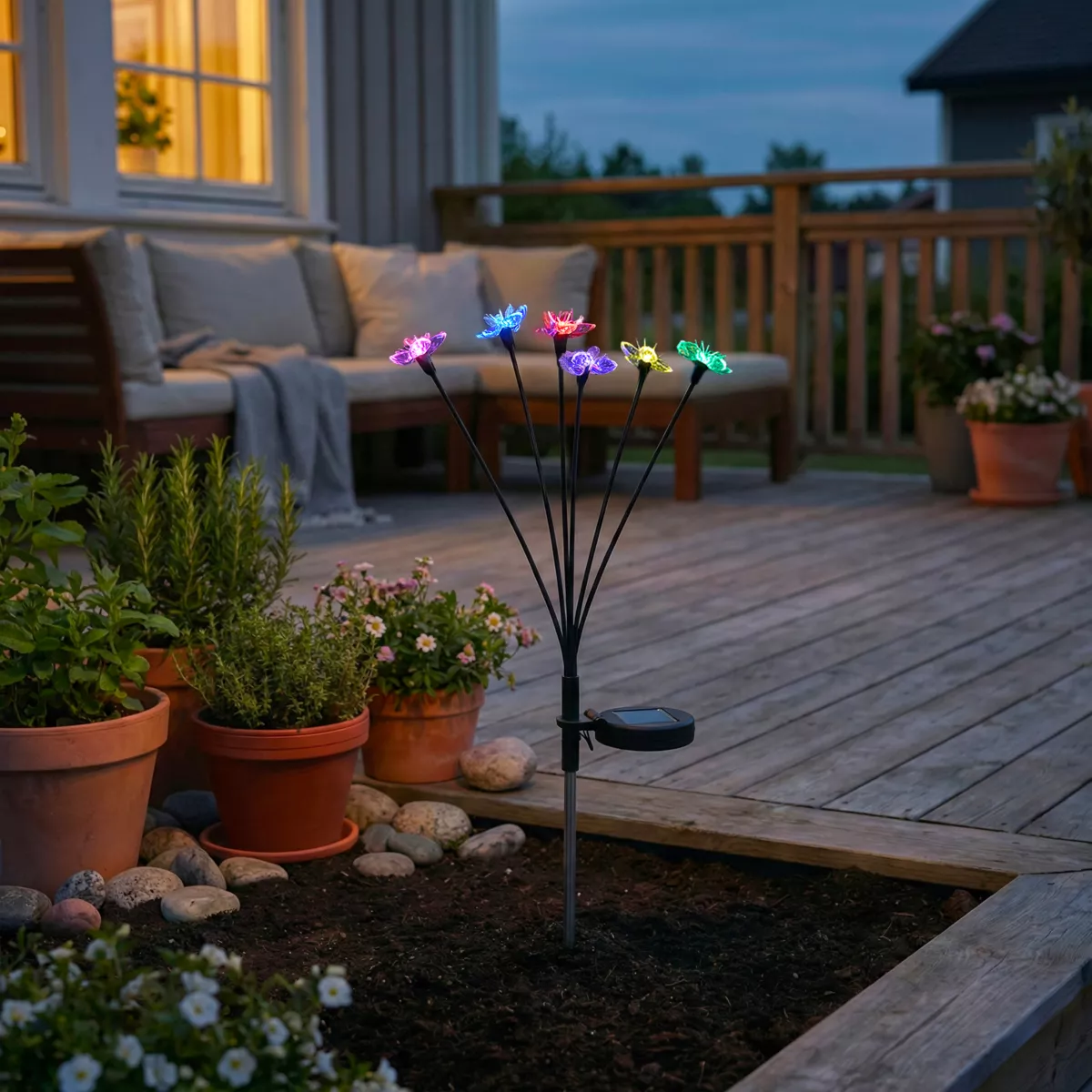 Decorazione luminosa Solare da infilare nel terreno (H70 cm) Flowers Multicolore