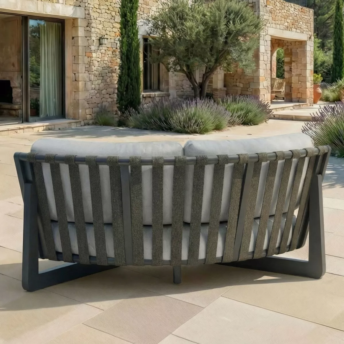 Set angolare da giardino in alluminio 5 posti 5 pezzi Long Beach Antracite e Grigio Chiaro