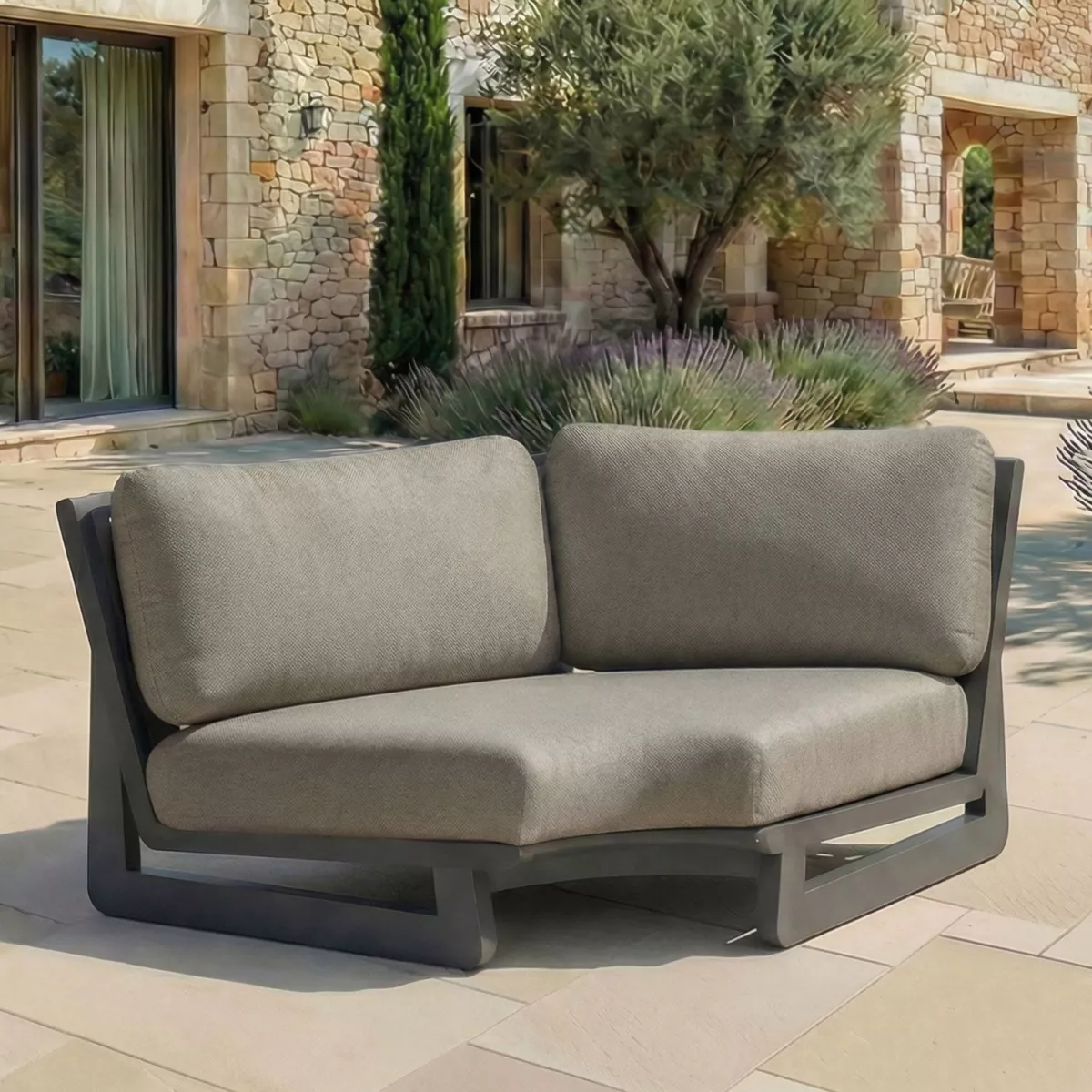 Set angolare da giardino in alluminio 6 posti 6 pezzi Long Beach Grigio antracite e tortora