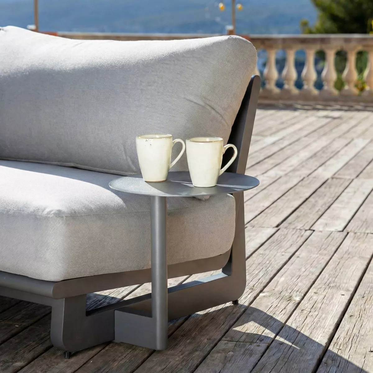 Set angolare da giardino in alluminio 6 posti 6 pezzi Long Beach Antracite e grigio chiaro