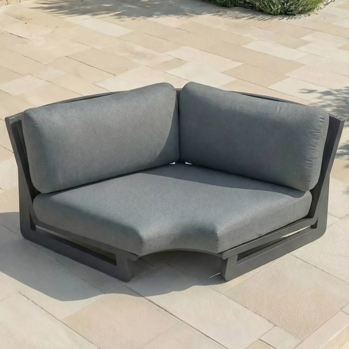 Salon de jardin d'angle en aluminium 6 places 6 pcs Long Beach Gris anthracite