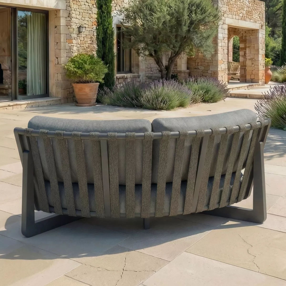 Salon de jardin d'angle en aluminium 6 places 6 pcs Long Beach Gris anthracite