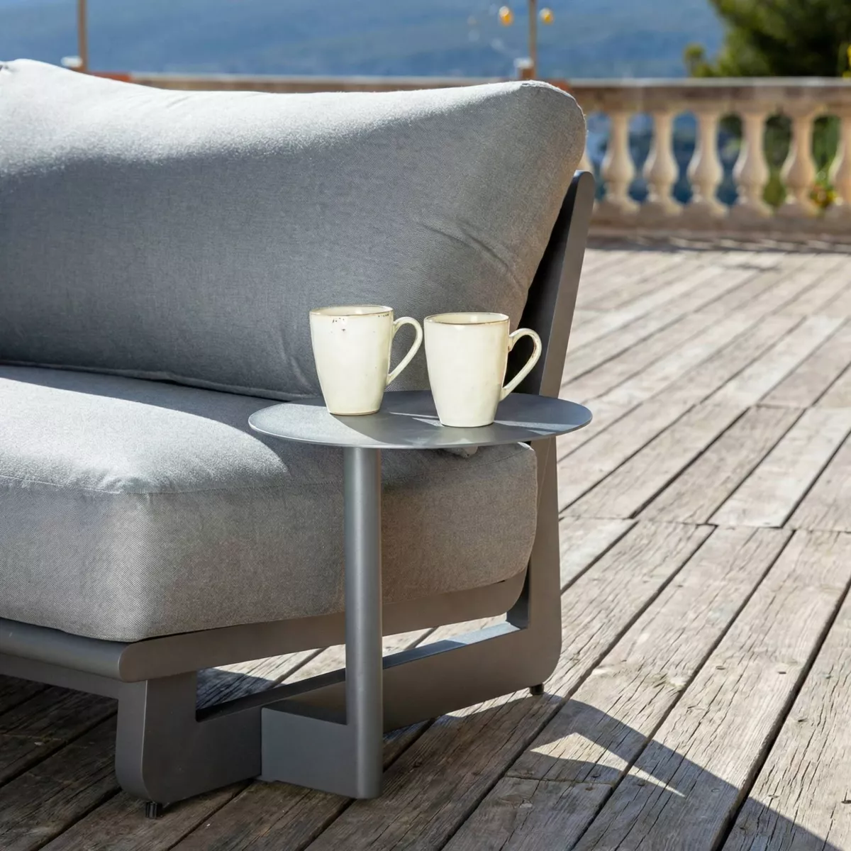 Salon de jardin d'angle en aluminium 6 places 6 pcs Long Beach Gris anthracite